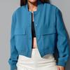 2024 Spring/Autumn Unisex Stand-Up Collar Women's Jacket with Large Pockets
