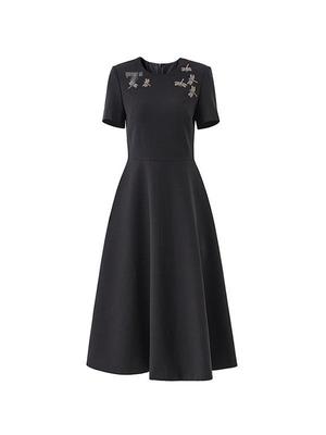 Nanyou 2025 S/S Dragonfly Embroidered Beaded A-line Dress