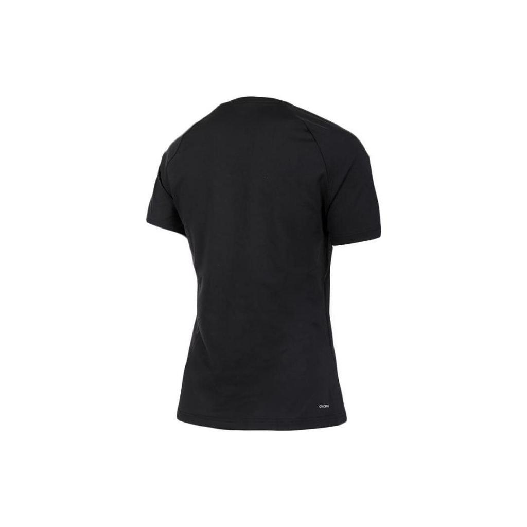 adidas Solid Color Logo Round Neck Quick-Dry Sports Short Sleeve T-Shirt Women Tops Black BK2688