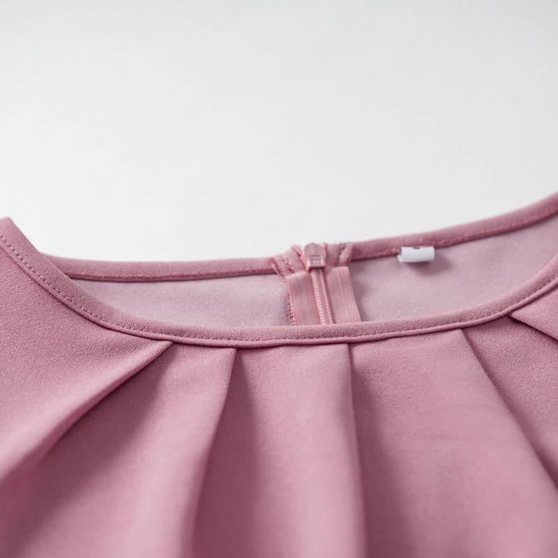 Women's Solid Color Summer Temperament Commuter Crew Neck Short Sleeve Mediumn Long Dress