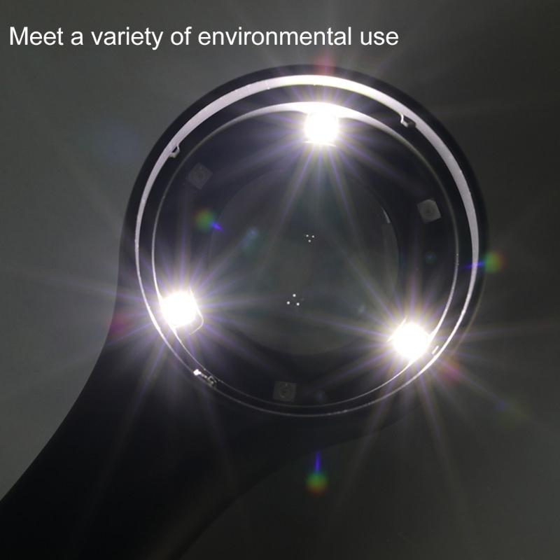 40X Magnifying Glass Rechargeable Handheld Magnifier with Light Brightness Adjustable Double Glass Lens Loupe 