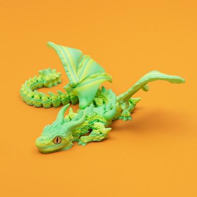 3D Printed 3D Printed Dragon Figurine Winged Design Multi-Jointed Movable Dragon Toy Winged Carriage Dragon Tabletop Display