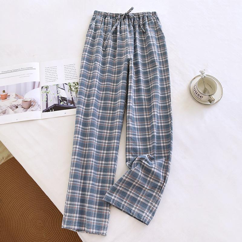 Men's Elastic Waist Lounge Pants - Summer Lightweight Checkered Style with Simple Pockets, Suitable for Casual Wear