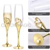 4 Stück/Set, Hochzeits-Champagnergläser und Kuchenmesser-Server-Set, Brautpaar-Toastgläser mit Kuchenschneide-Set, Champagnerglas