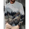 Men's Piano Keyboard & Music Print Shirt - Long Sleeve Round Neck Casual Top with Piano Key