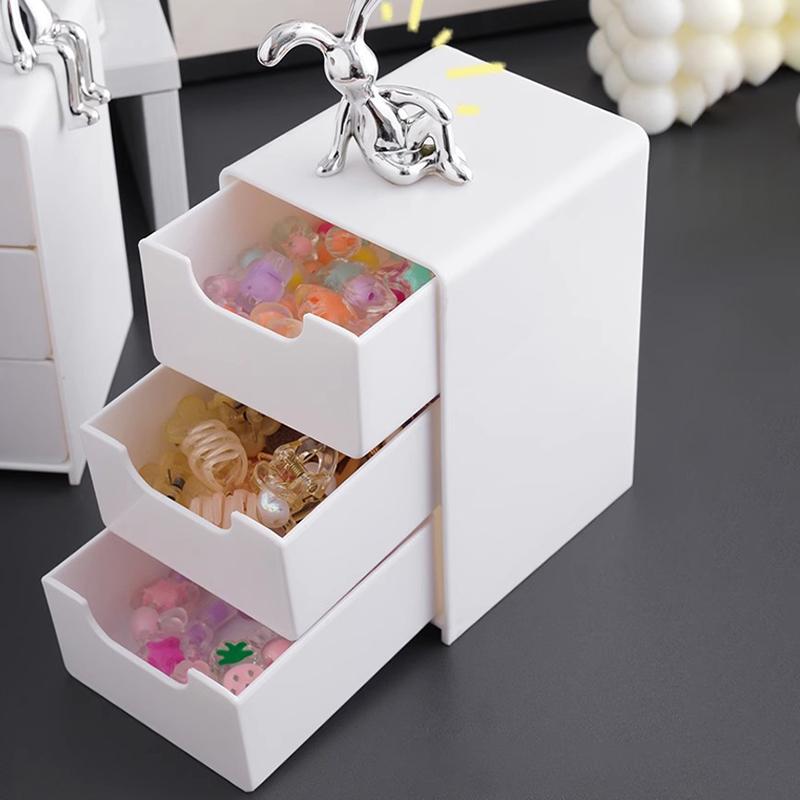 3-Tier Cosmetic Storage Box Organizer With Drawers Multifunctional Countertop Storage For Jewelry Office Supplies