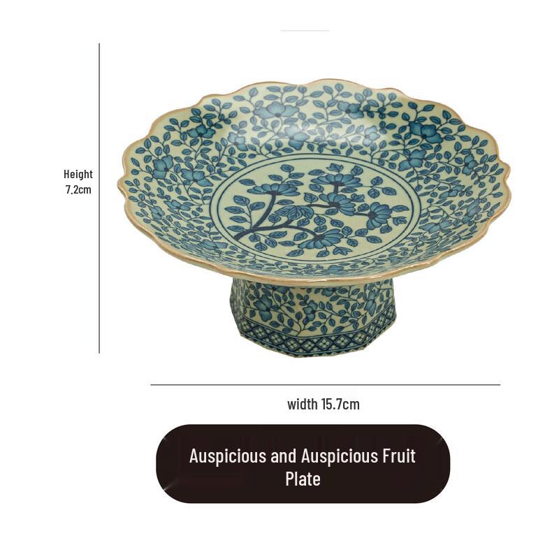 

Chinese Style Hand-Painted Ceramic Footed Serving Plate