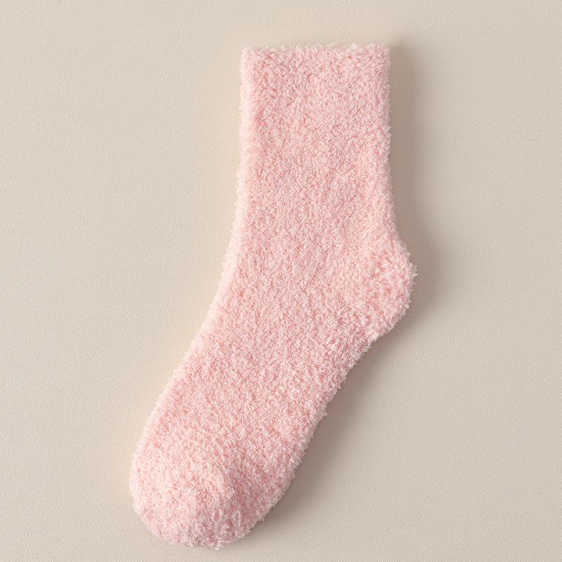 Women's Coral Fleece Mid-Calf Socks - Warm, Thickened, Fleece-Lined, Cold-Resistant for Winter and Home.