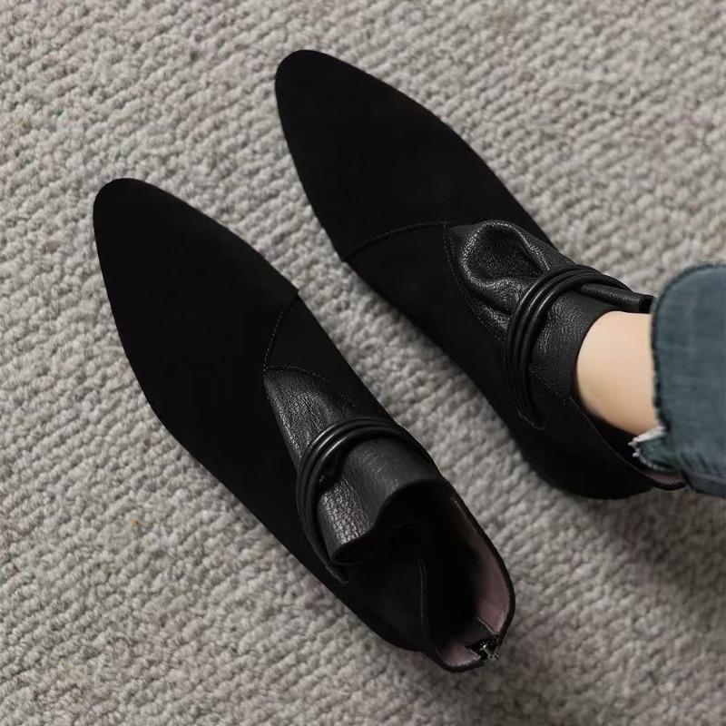 Fur boots women's autumn and winter new models not tired feet boots pointed head low heel flat heel matte velvet fashion