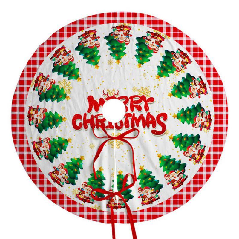 

90cm Christmas Tree Skirt Bottom Apron Plush Fabric Tree Dress
