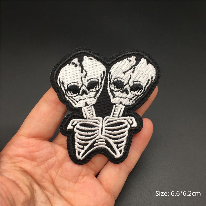 Rock Punk Patches On Clothes Clothing Thermoadhesive Patches Iron On Embroidered Patches Ghost Zipper Black And White Sewing