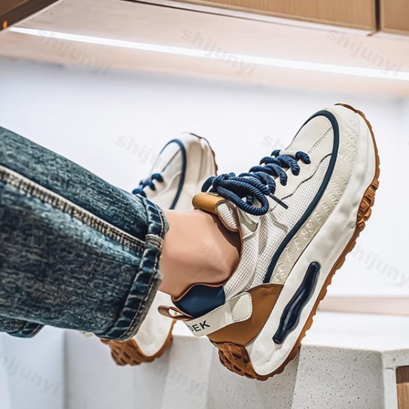 Fashion 2025 Thick Bottom Casual Shoes Men Spring Retro Mesh Breathable Sports Leisure Fashion Trend Comfortable Lace-up Chunky sneakers
