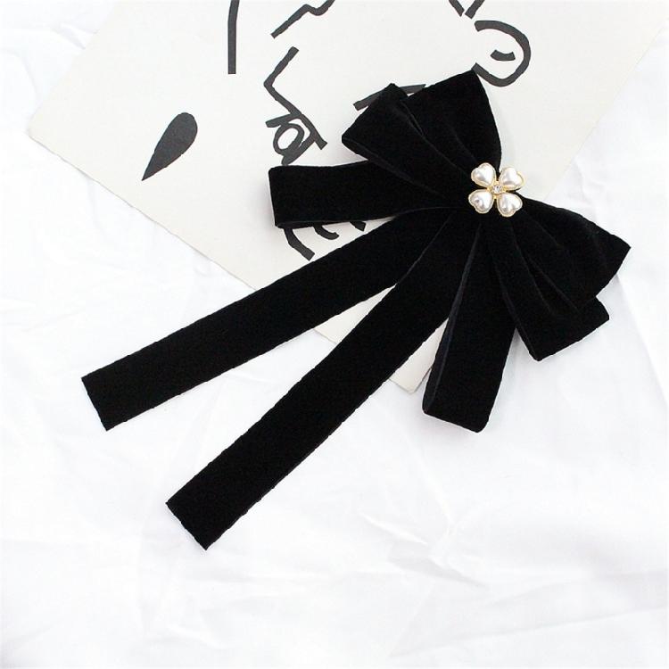 Vintage Velvets Bows Tie Brooch Pin for Women Rhinestones Pearls Uniform Pre Tied Bowknot Corsage Necktie Accessories