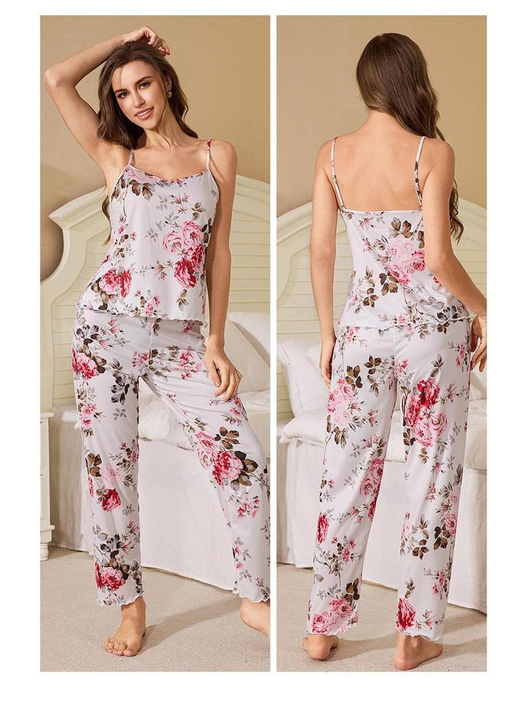 Three-Piece Pajama Set: Robe, Long Pants & Camisole In European & American Sizes