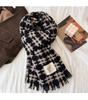 Plaid scarf winter women's new high-end couple versatile thickened warm large shawl imitation cashmere scarf