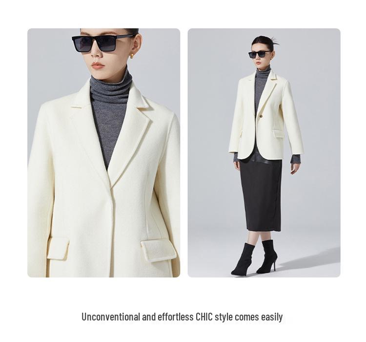 2025 Autumn/Winter Women's Double-Sided Cashmere Wool Coat Suit Jacket
