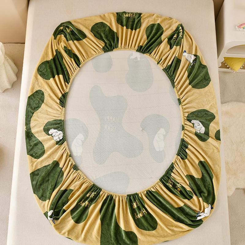 Velvet Fitted Sheet Warm Mattress Cover Simple Style Bed Covers Sabanas Para Cama Home Elastic Bedsheets(No Pillowcase)