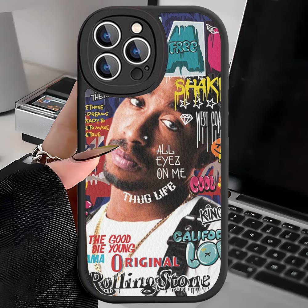 

American Rapper T-Tupac S-Shakur Phone Case For IPhone 16 15 14 13 12 11 Pro Max Plus Leather Cover iPhone 14 plus
