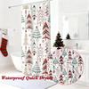 Christmas Shower Curtain 72X72 Inches Waterproof Washable Fabric With 12 Hooks Winter Holiday Xmas Tree Snowflake Bathroom Decor
