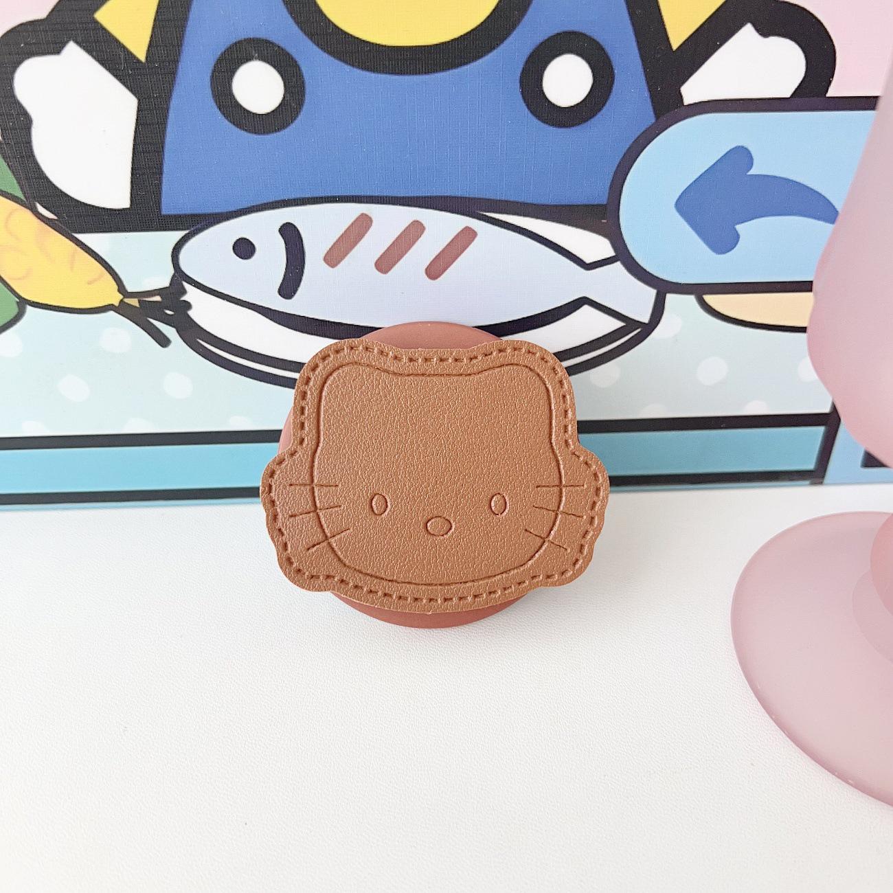 Trendy Cartoon Kitty Cat Leather Phone Holder with Magsafe, Retractable Folding Design, Strong Magnetic Attraction