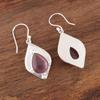 Lila Katzenaugen-Edelstein 925 Gestempeltes Silberschmuck Handgefertigte Ohrringe 1,90" EE-35-45