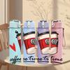 1PC Coffee Cup Red Heart Vintage 750ml Color Plastic Sports Water Bottle Leakproof Flip Straw Lid Suitable for Sports Office Home Use