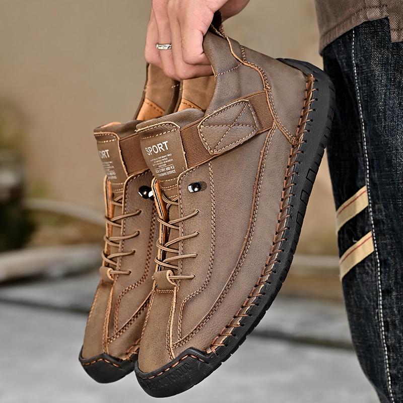 Leather Casual Men Shoes Design Sneakers Man Breathable Leather Shoes Men Ankle Boots Outdoor
