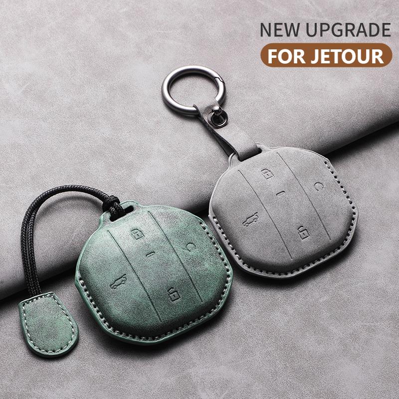 Car Key Case Cover For Jetour Freer Freedom T2 Freer Traveller T1 Leather Car Key Case Cover Keychain Protector Shell Decorative