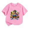 Kids Boys Girls 100% Cotton Crew Neck Short Sleeve T-Shirt, Cute Game Character Print Casual Soft Tees for Children Summer Daily Wear Party Gift Tops