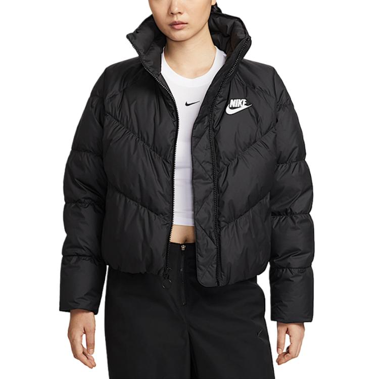 Nike Sports Lifestyle Logo Letter Short Duck Down Windproof Warm Loose Long Sleeve Down Jacket Women Jackets IB2964-010