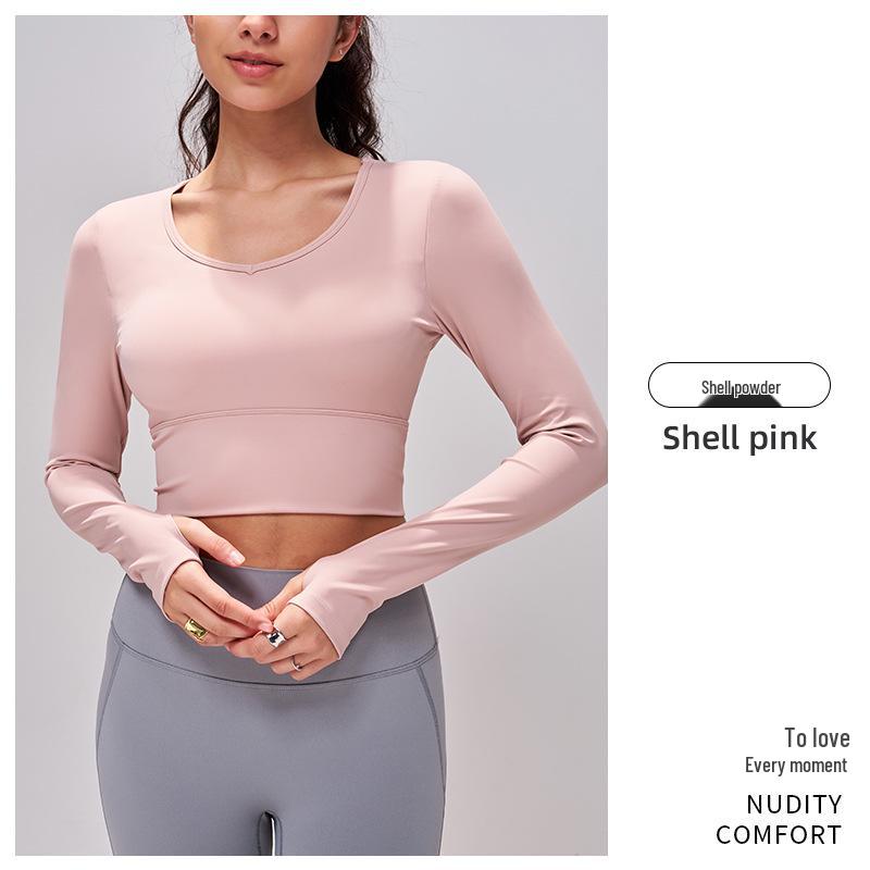 

Autumn/Winter Slim-Fit Women s Yoga Top with Hollow Back Design - Long Sleeve Sportswear L