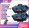 Bluetooth 5.4 C50 Motorcycle Helmet, Wireless Hands-Free Kit for Phone Calls, Waterproof Earphones, MP3 Player, Speaker
