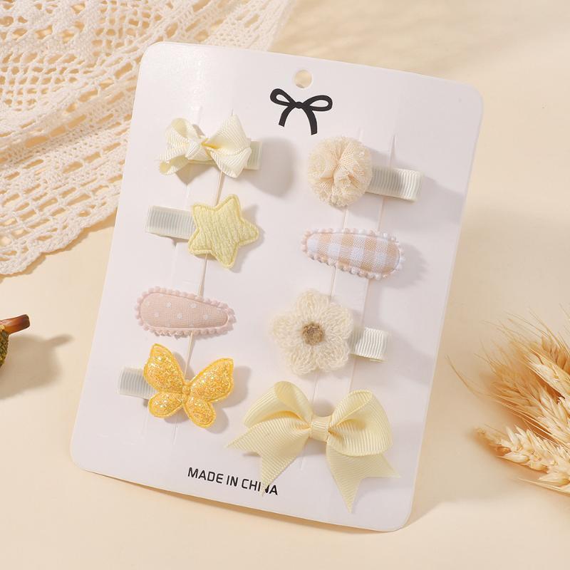 8Pcs/Set New Cute Fresh Minni Bowknot Hair Clips For Woman Girls Sweet Flower Star Hairgripes Barrette Hair Accessories Gifts