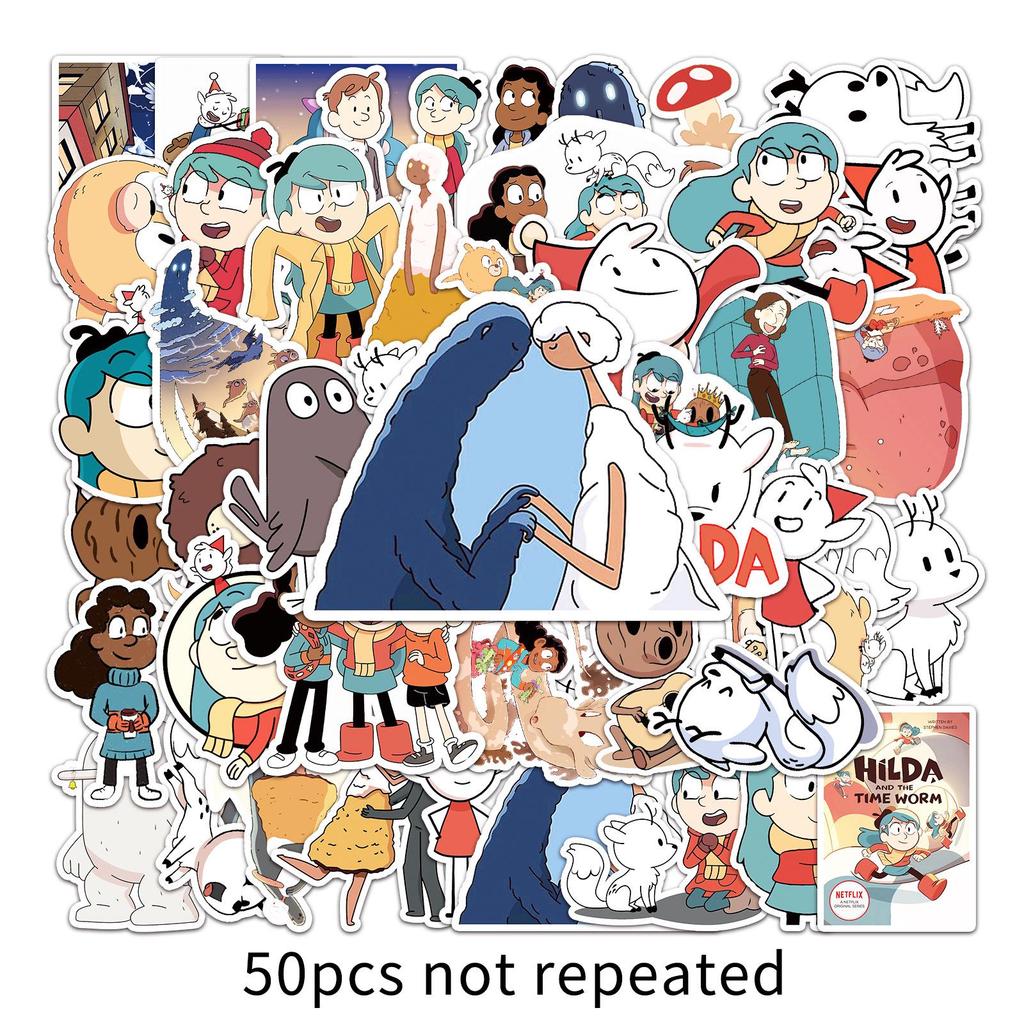 Hilda Girl Animation Stickers: 50-Piece Set for Notebooks, Luggage, and Decor