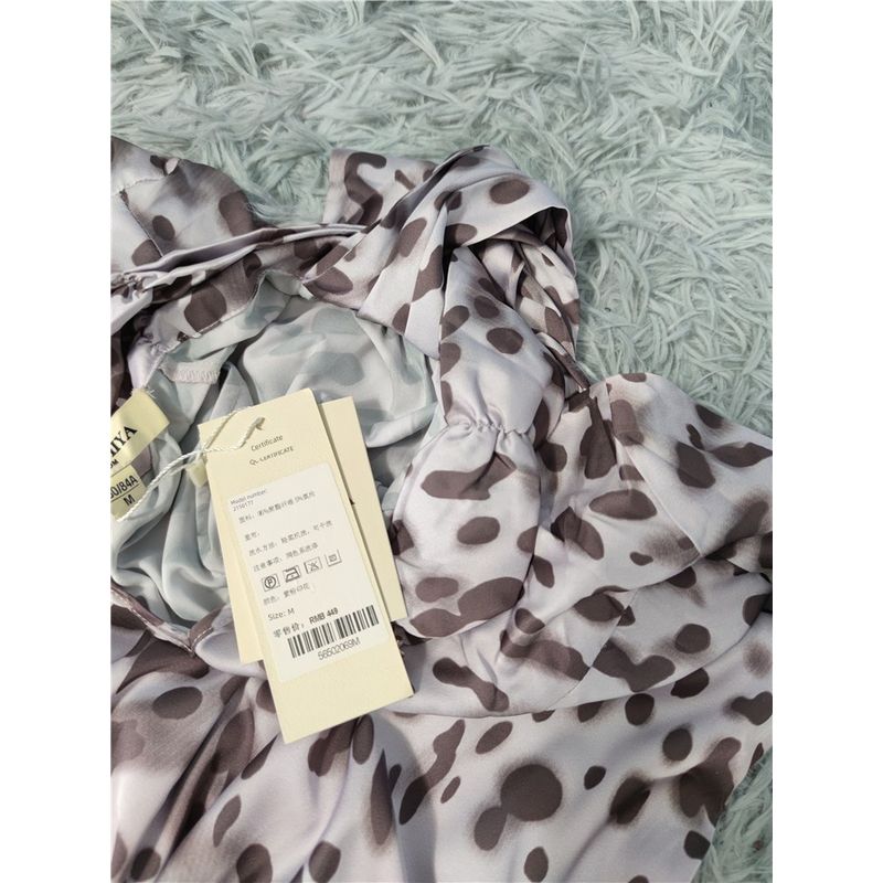 French Style Temperament 2025 Early Spring New Arrival Purple Pink Print Fashion Smooth Satin Long Sleeve Stand Collar Shirt Leopard Print Tops