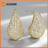 Huitan Geometric Design Women Drop Earring for Party Unique Style Wedding Noble Accessories Trendy Delicate Jewelry with Chic CZ