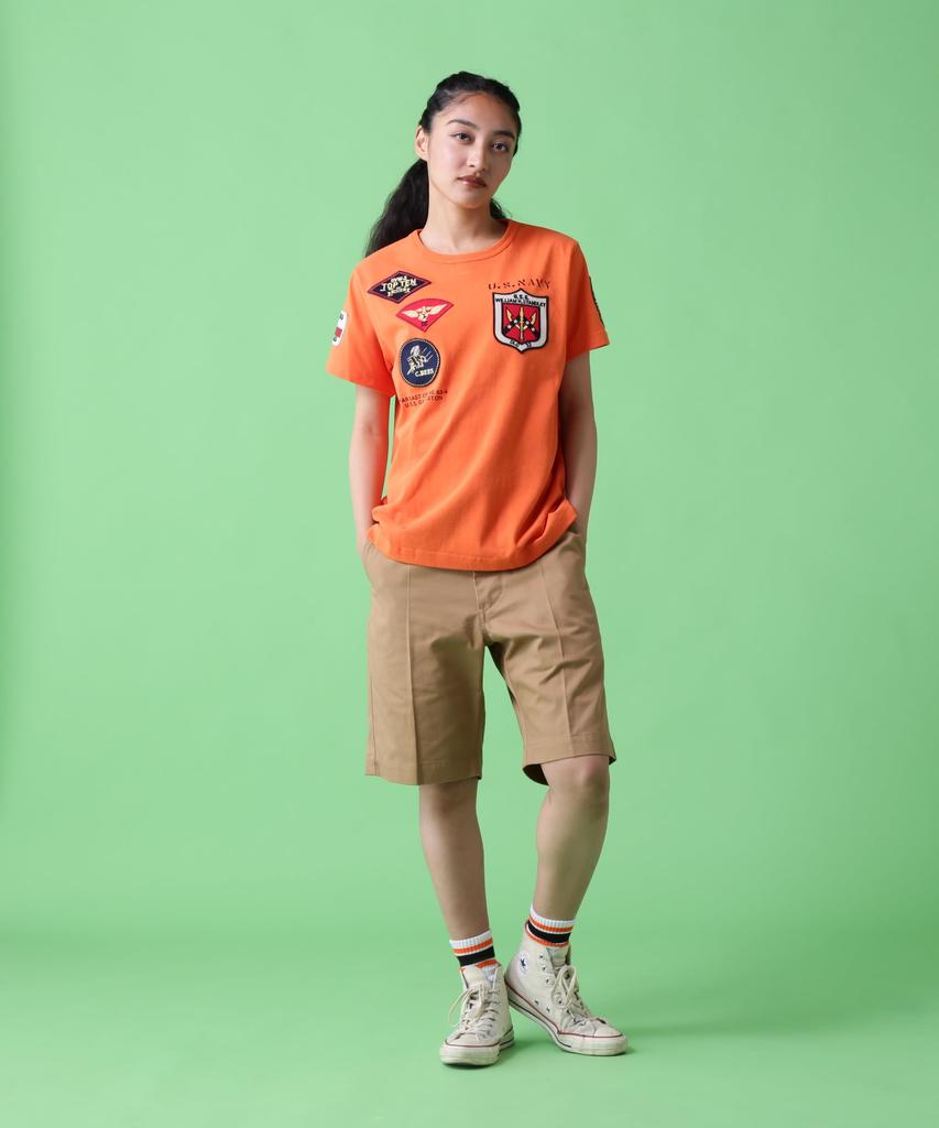 AVIREX TOP GUN WAPPEN CREW NECK Top Gun Patch Size L T-SHIRT (WEB&DEPOT Exclusive) T-Shirt, (150), Orange, 783-3934021