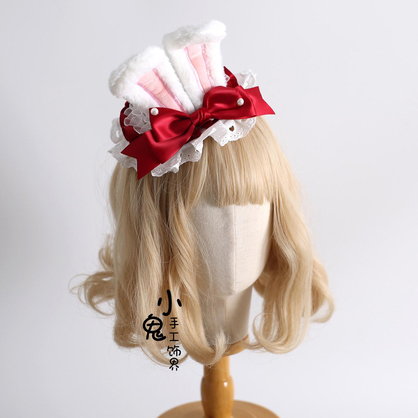 Original Lolita Cupcake Red Rabbit Ear Headband Bow Rabbit Headband Strawberry Cake Hairpin Hair Accessories