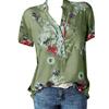Women's Fashion Printed V-neck Short Sleeve Shirt, 10 Colors 8 Sizes Casual Summer Blouse Top