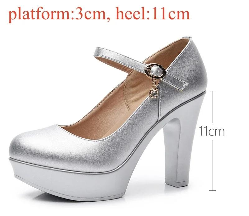 6 8 11 13cm Small Size 32-43 Comfortable Soft Leather Shoes Mary Janes 2025 Womens Block High Heels Shoes Dress Office Model Mom
