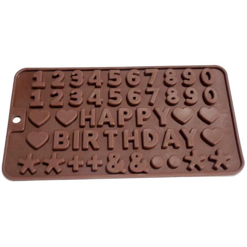 Forma Silicon Happy Birthday Letters and Numbers Mold 21x11 cm Chocolate/Fondant Mold Non-Stick Reusable Extreme Temperature Resistant