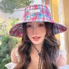 Sun Protection Plaid Fisherman Hat Wide Brim Sunscreen Bucket Hat Casual Women Sun Hat  Travel