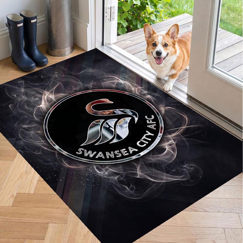 Soft Floor Carpet Swansea City Pattern Area Rug Decorative Mat For Home Room Decoration