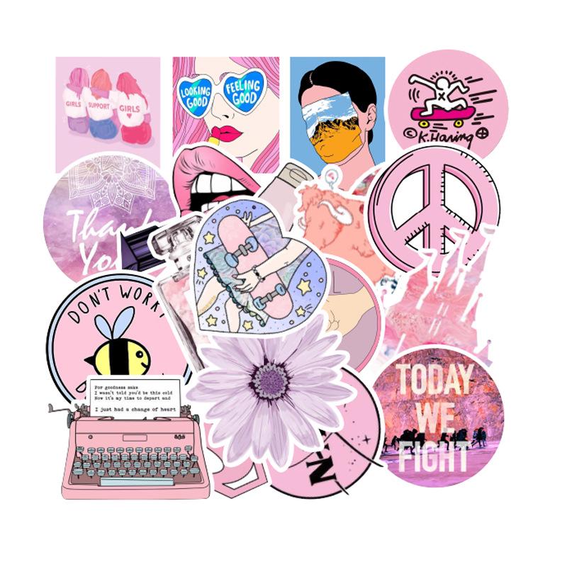103 Graffiti-Aufkleber für Mädchen, Pink, für Skateboard, Kühlschrank, Notizbuch, wasserfest