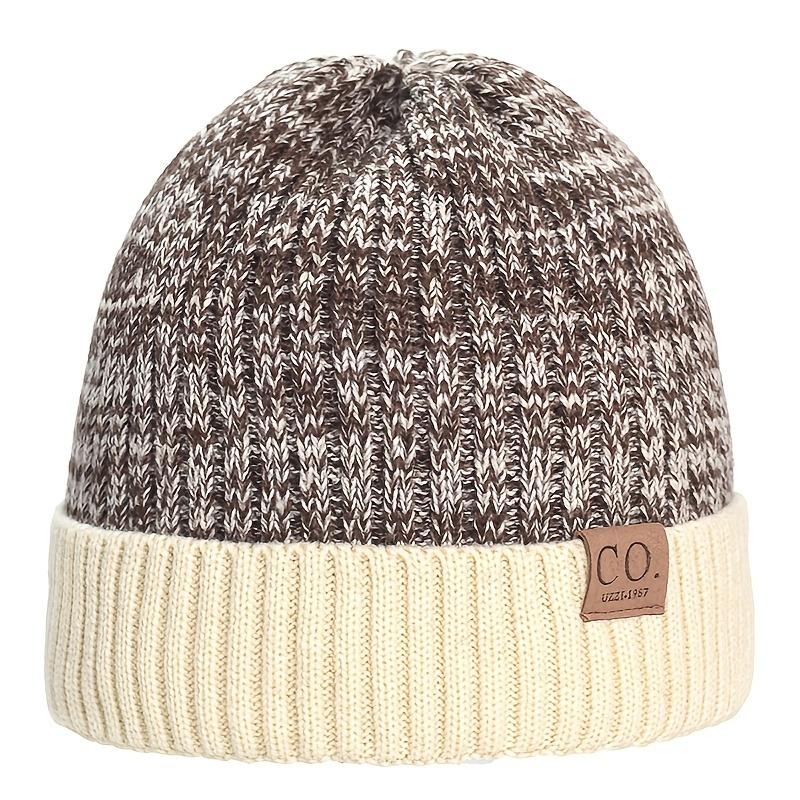 1PC Unisex Fleece Warm Knitted Wool Cap - Winter Ear Protection Design, 100% Polyester, Machine Washable