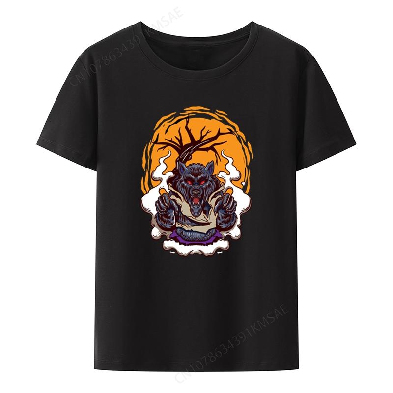 Halloween Werewolf Graphic Printing T-shirts Funny Tee Same Gift Comfortable Anime T-shirt Tren