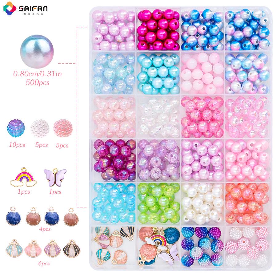 

Ocean-Themed Colorful Pearl Bead Bracelet DIY Kit: Mixed Materials for Jewelry Making