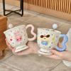 Girls' Heart Cute Rabbit Cup for Girls' Birthday Gift Souvenir High-value Ceramic Mug with Lid Spoon