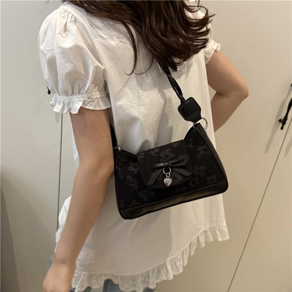 Korean Bow Shoulder Bag Small Women's Handbags Trendy Bow Crossbody Bag  Underarm Bag