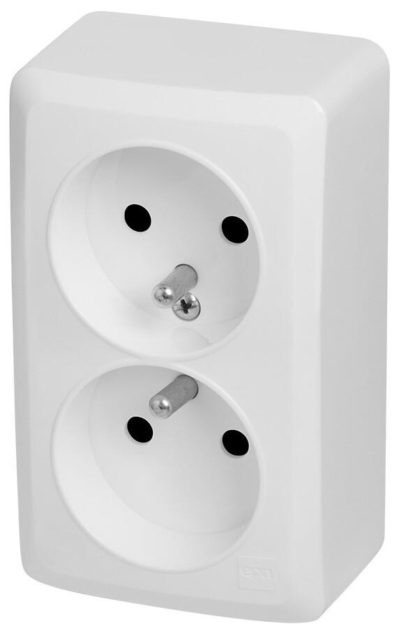 Socket 2x2P+Z n/t IP20, white BERG